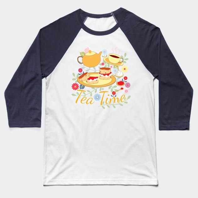 Tea Time Baseball T-Shirt by LulululuPainting